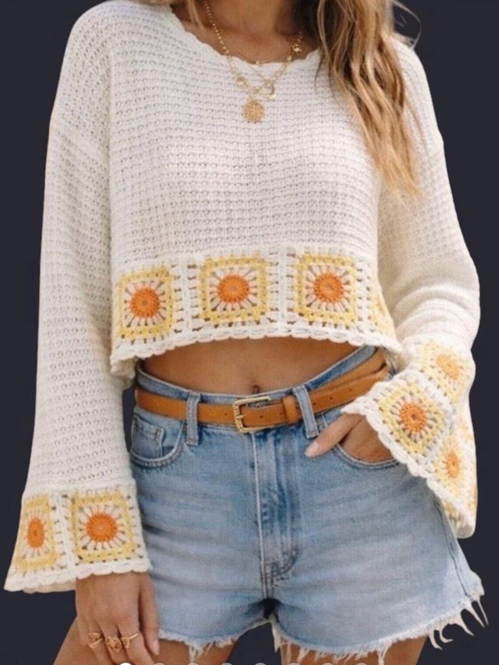 Sincerely Jules Crochet Crop Sweater,